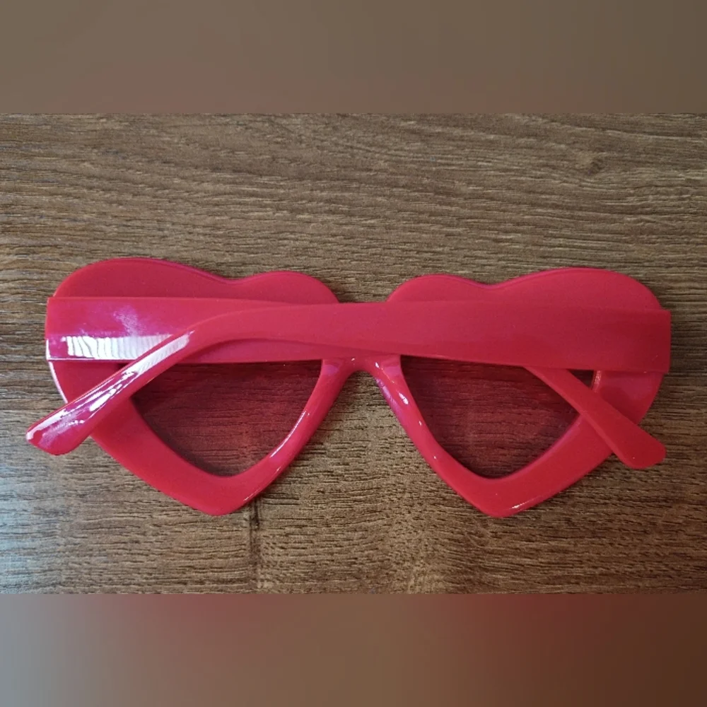 red heart shaped sunglasses women chunky frame love themed casual statement cute